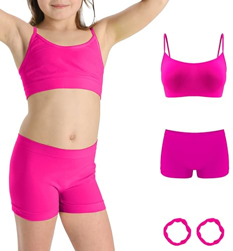 Risalti Set Top Bambina e Pantaloncini in Microfibra - Top e Culotte Bambina Morbidi, Completo Intimo Bimba Senza Cuciture ed Etichette, Bracciali Colorati Omaggio - Made in Italy