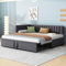 Kinderbett Polsterbett 90/180x200 cm, Schlafsofa mit Ausziehbett, L-förmiges Sofabett Tagesbett Gästebett mit Lattenrost, Multifunktionsbett aus hautfreundlichem Samtstoff, Ohne Matratze (Grau)