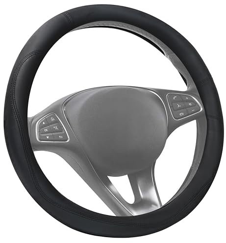 MyGadget Couvre Volant pour Voiture - Peugeot | BMW | VW Golf | Renault | Fiat [ Volant de 37 à 39 cm ] - Protège Volant en Cuir PU - Housse Universelle en Noir