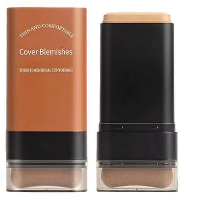 Korean Hydrating Foundation Stick With Brush - Full Coverage Concealer, Matte Finish to Cover Blemishes, Natural Color for Medium Skin Tones(04#)