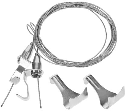NUOBESTY 2sets Stainless Steel Picture Hanging Wire Rope Adjustable Wire Rope Hooks for Photo Frame Hanging System for Gallery Display