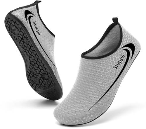 Steppli Water Shoes Yoga Quick-Dry Lightweight Swim Pool Socks for Men Women Grey EU38/39=UK4.5/5.5