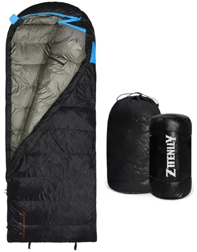 ZTTENLLY Down Sleeping Bag for Adults - Lightweight & Compact for Backpacking, Camping and Hiking - 45-52 Degree and 3 Season Sleeping Bag for Cold Weather