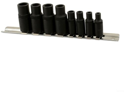 8Pc Tap Socket Set for Driving Thread Cutting Taps 1 5mm to 12mm Sockets for 1/4 and 3/8 Drive with Magnetic Square Profile Design