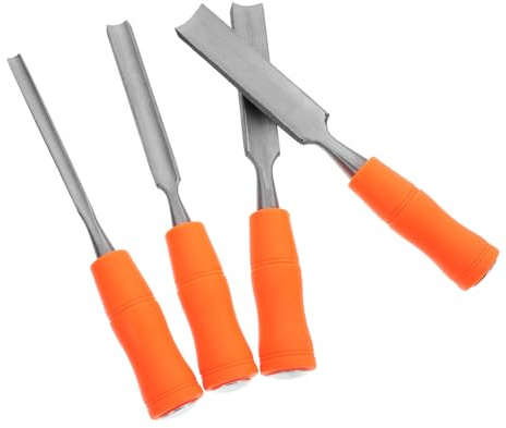 ORFOFE Set di 4 Sgorbie in Acciaio con Impugnatura Ergonomica e Design Confortevole, per Artisti e Principianti Nell’officina di Intaglio