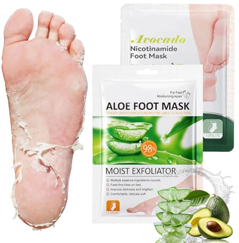 2 Paires Masque Pieds Peeling Exfoliant, Les Masques Hydratants Pour Les Pied, Crevasses Et Pieds Secs, Hommes Et Femmes, Rendre La Peau Plus Lisse(AloèS + Avocat)
