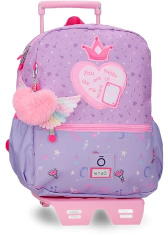 Enso Queen Of Hearts Mochila con Carro Morado 27x33x11 cm Poliéster 9,8L