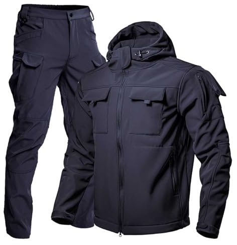 Genérico Traje térmico para Hombre Resistente al Chaqueta Ajustada con Bolsillos y pantalón de Exterior para Senderismo Escalada y Uso Casual (Blue, L)