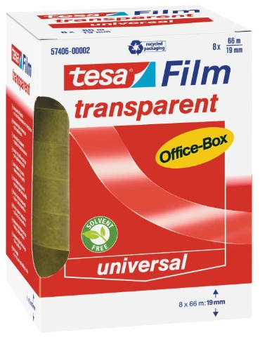 tesa 57406-00002-00 Klebebänder Cello, Pvc, Ppl, Pp Klebefilm 8RL 19mm 66m transparent