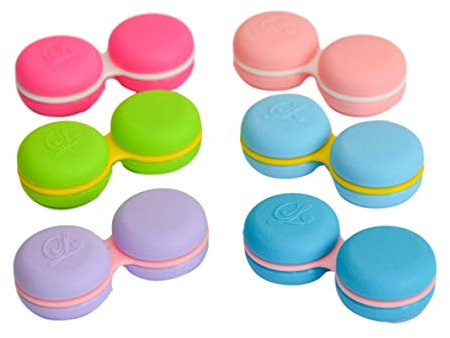 SPORTS WORLD VISION 3PC Pink Macaroon Contact Lens Case | Compact, Portable & Leakproof Contact Lens Holder | Durable, Travel-Friendly Contact Lens Solution Box with Same Color Set