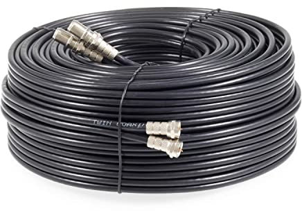 SSL Satellites 15 m Twin Satellite Shotgun Coax Cable Extension Kit with Fitted F Connectors for Sky HD Q and Freesat - Black (15 Meter, Black)