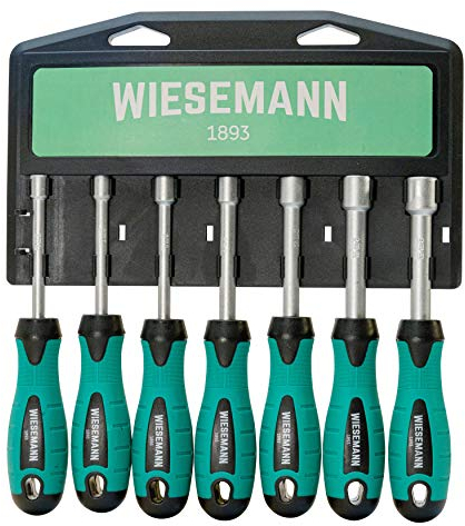 Sechskant-Schraubendreher Satz 7tlg. für Außensechskantschrauben 6-12mm Matt-verchromt mit Halterung von WIESEMANN 1893 I 80225