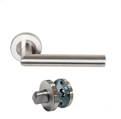 Paire de Poignées de porte sur Rosaces Rondes  Elsa Angle Vif  inox 304 KLOSE BESSER - +1 Paire de rosaces condamnation