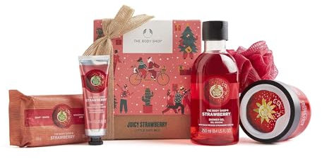 The Body Shop Juicy Strawberry Festive Pampering Essentials Body Yogurt Soap hand cream shower gel Gift SET