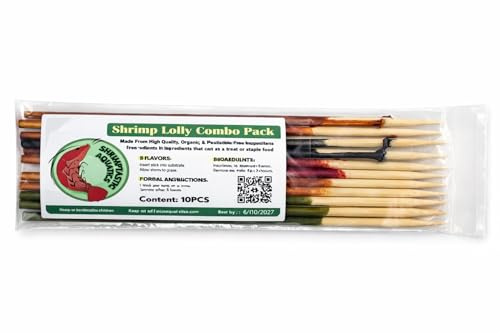 Shrimptastic Aquatics Shrimp Lolly Combo Pack Cherry Shrimp Neocaridinia Food, 10 Pack - 8 Inch Skewer