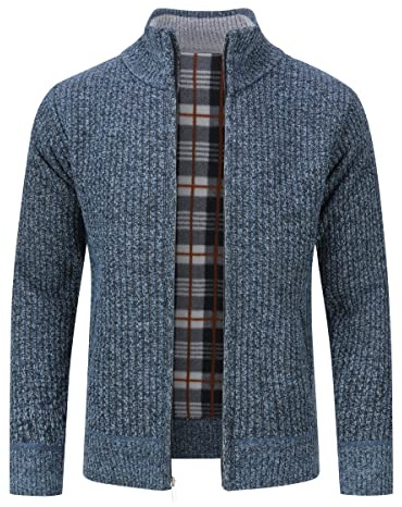 YOUTHUP Cárdigan Hombre Invierno Forrado con Pilo Largo Azul XL
