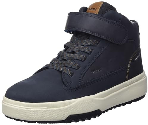 Geox J Bunshee Boy B Abx, Bottines pour garçon, Bleu marine, noir, 2.5 UK