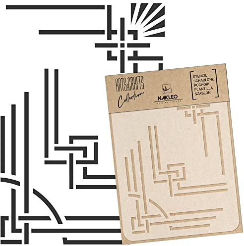 NAKLEO Plantilla para Pintar Manualidades A4 21x30cm, Marcos Art Déco Fronteras Patrón, Stencil Plástico y Reutilizable de Dibujo, DIY Artesanía Scrapbooking Decoración, Pared Madera Tejido Muebles