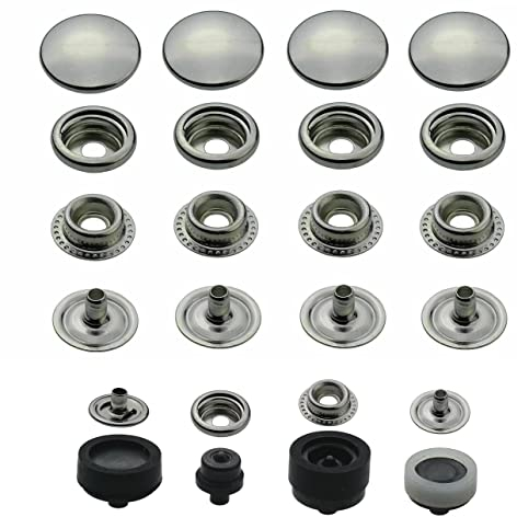 Ringfeder Druckknöpfe + passendes ISTA TOOLS Werkzeug kompatibel mit Prym Vario-Zange, Snaps Buttons Metallknöpfe rostfreie Knöpfe Ringfederverschluss (10 Stück - 15 mm)