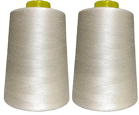 2 Bobine di filo per cucire (4.500 metri/rotolo), Filo in poliestere ad alta resistenza, Bobine di filo per lavori di cucito, (2 pezzi, crema 103-5000Y)