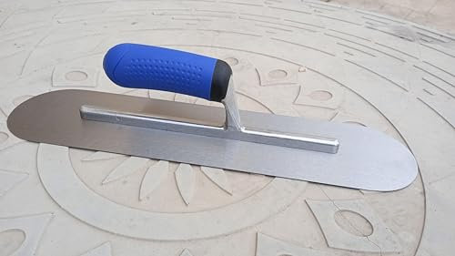 Llana alisadora de acero de 40 cm con mango de agarre suave, Paleta, Fratasadora, Palustre hormigón, herramienta, yeseros, bUENA bONITA bARATA (40 X 10 CM)