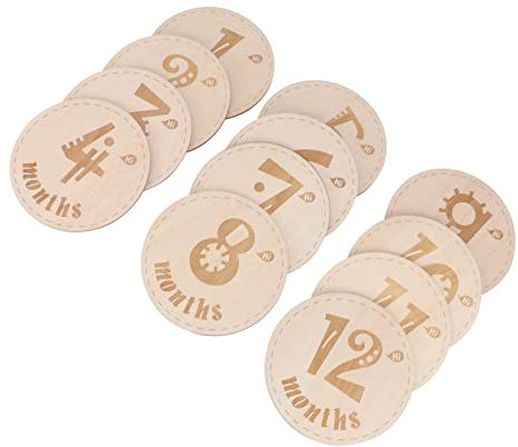 HOMSFOU Gedenkkarten Aus Holz Zum Wachstum des Babys 12-teiliges Set Andenken Für Neugeborene Für Mamas Fotografie