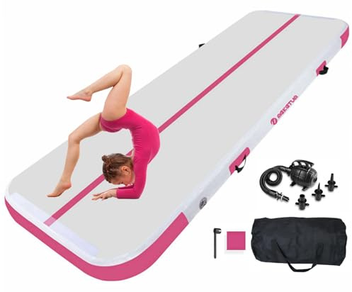 MEKETUM Air Tumbling Track Matte 2 3 4 5 m 10/20 cm Hoch Turnen Matten Aufblasbar Gymnastikmatte Rutschfest Sportmatte für Zuhause/Training/Tumbling/Yoga/Outdoor/Fitness