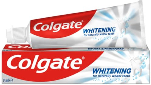 Colgate White Teeth Zahnpasta 75 ml – Aufhellungspaste entfernt oberflächliche Flecken – frischer Atem – Schutz gegen Karies (75 ml, White Teeth) – Bleichpaste