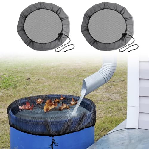 Nutmanel 2PCS Filet pour Citerne de Pluie, Filet de Protection pour Tonneau de Pluie avec Cordon de Serrage, Ø80cm Housse pour Tonneau De Pluie Ronde pour Les Feuilles et Les Petits Animaux