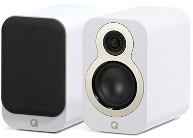 Q Acoustics 3010c - Coppia di altoparlante compatti da scaffale, colore bianco satinato, tipo a 2 vie, driver bassi da 4