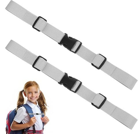 AOZUO 2 Stück Verstellbarer Brustgurt Rucksack, Brustgurt Rucksack Kinder Nylon Rutschfester Rucksack Brustgurt mit Schnalle für Schulrucksack Außerhalb Joggen Wandern(2 Schwarz)