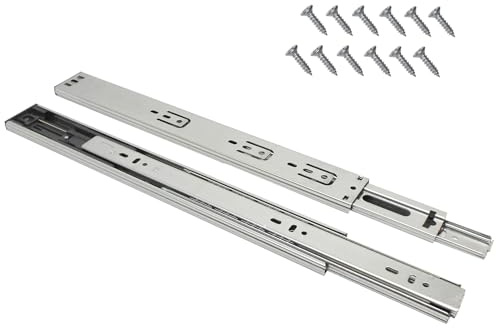 Schubladenschienen 1 Paar Vollauszug Schubladen mit Selbsteinzug & Dämpfung (Softclose) Teleskopschiene Schubladenauszug Rollenauszug Schubladenführungen bis 45 kg 450mm