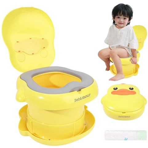 Bebamour Baby Potty Training Toilet Seat Portable Potty for Toddlers Travel Potty for Boys and Girls with Potty Liners, Yellow