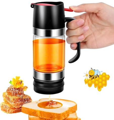 dispensador de miel de cristal, negro antigoteo, tarro de 300 ml, dispensador de miel