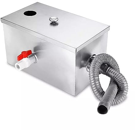 Kommersiell fettavskiljare 350 * 200 * 200 mm rostfritt stål 8LB fettfälla Interceptor Oljevattenavskiljare for restaurangkök, verktyg for behandling av avloppsvatten