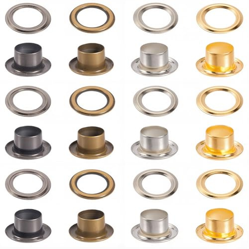 GORGECRAFT 200 Lot de 4 Petits Œillets de Différentes Couleurs avec Rondelles Œillets D'Identification Trou de 6mm Auto Adhésif Mini Œillet Métallique pour la Réparation des Perles Vêtements Cuir