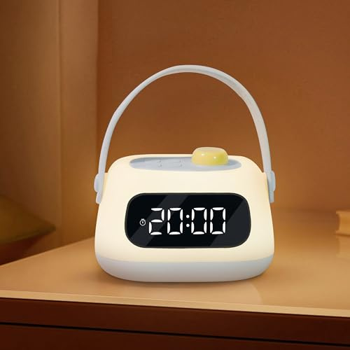 Despertador Infantil con Luz Nocturna, Reloj de Noche LED Regulable con Luz de Amanecer, Reloj Digital Recargable para Habitación Infantil, Regalo Cumpleaños para Niños & Niñas [Clase Energética A]