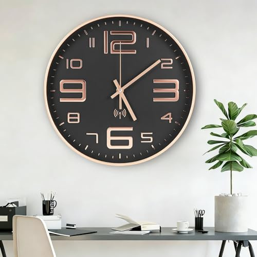 DEECOZY Wanduhr,Wanduhr Funk, 30 cm Wanduhrs Groß Mit Sekundenzeiger, Glasabdeckung, Wohnzimmeruhr,Wandfunkuhr Für Küche/Wohnzimmer/Büro,Uhr Wand,Küchenuhren,30 * 30 * 4.3cm