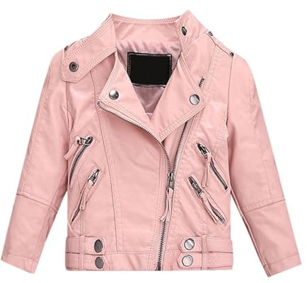 2026-Niños Niñas Primavera Pu Chaqueta de Cuero Abrigo de Motocicleta para Niños Chaqueta de Cuero Sintético