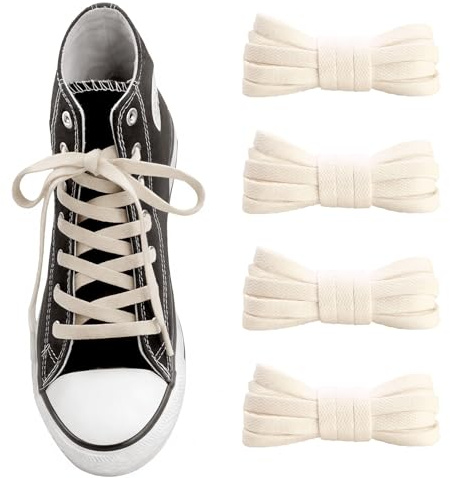 AHRLIC 2 Pairs Flat Shoe Laces for Converse High Tops, 8mm Wide Shoelaces for Sneakers, Elastic Replacement Laces for Shoes, Sneakers Laces for Men and Women