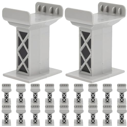 OSOLADY 18 pezzi Ponte ferroviario in miniatura - Supporti per binari in plastica - Blocchi di supporto ad alta posizione - Accessorio per la costruzione di scenari ferroviari giocattolo