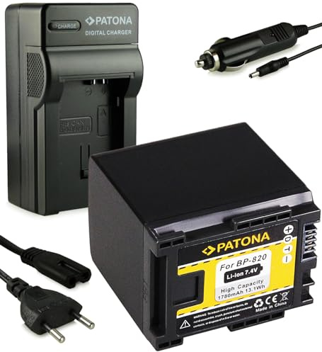 PATONA Caricabatteria + Batteria BP-820 Compatibile con Canon BP-819 XA20 XA25 LEGRIA HF G40 G30 M300 M306 M400 S20 S21 S140 S200