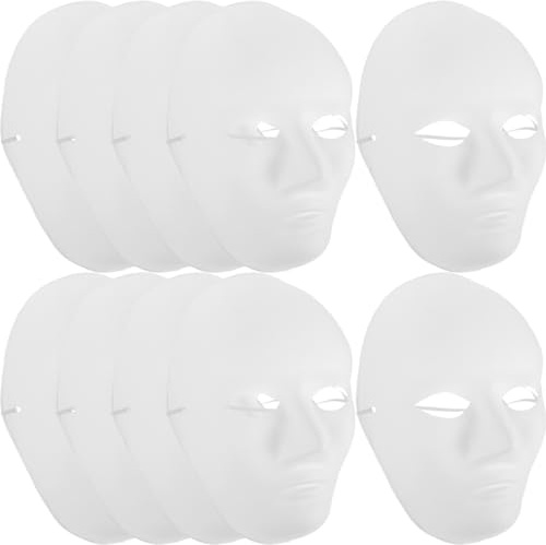 Amosfun 24Pcs DIY Mask Blank Painting Male Full Face Mask for Halloween Ghost Cosplay Masquerade Hip Hop Dance Party Favors