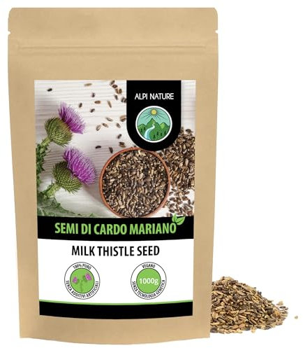 Alpi Nature Semi di Cardo Mariano Interi 1kg, Semi per la Preparazione di Cardo Mariano Tisana