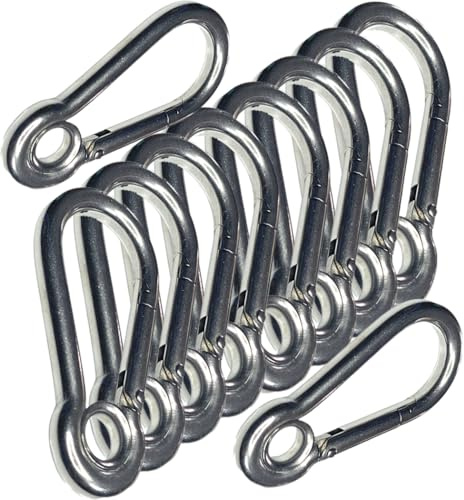 Mousqueton à vis en acier inoxydable 5 mm avec œillet de qualité marine 5 mm x 50 mm