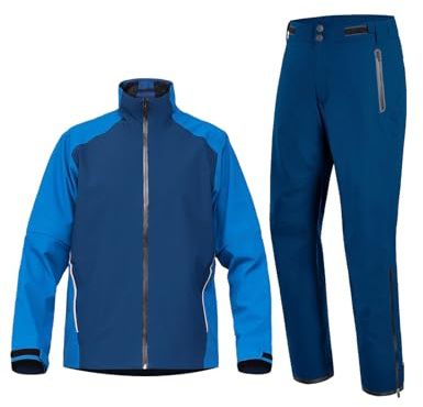 fit space Waterproof Golf Rain Suits for Men Performance Rain Jackets and Pants for All Sports (Navy-Blue Full-Zip, X-Large)