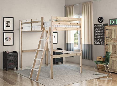 STRICTLY BEDS&BUNKS Celeste High Sleeper Loft Bunk Bed, including Sprung Mattress (20 cm), 4ft 6 Doub