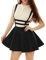 Allegra K Damen Hosenträger Rock Hoher Taille A-Linie Lässiger Latzrock Minirock Schwarz 3XL