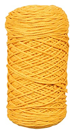 Rayher Braidy återvinningsgarn, flätad, 2 mm ø, honungsgul, 250 g nystan, löplängd ca 250 m, stickgarn, virkgarn, textilgarn, pysselgarn, makramégarn, 42009166
