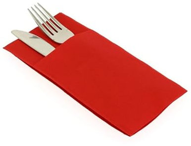 200 Pieces Pocket Napkins Dry Paper Cutlery Holder 30x40 (Red)